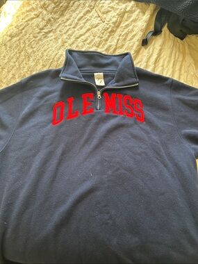 ZZs Navy Quarter-Zip Sweatshirt with Red 'OLE MISS' Lettering